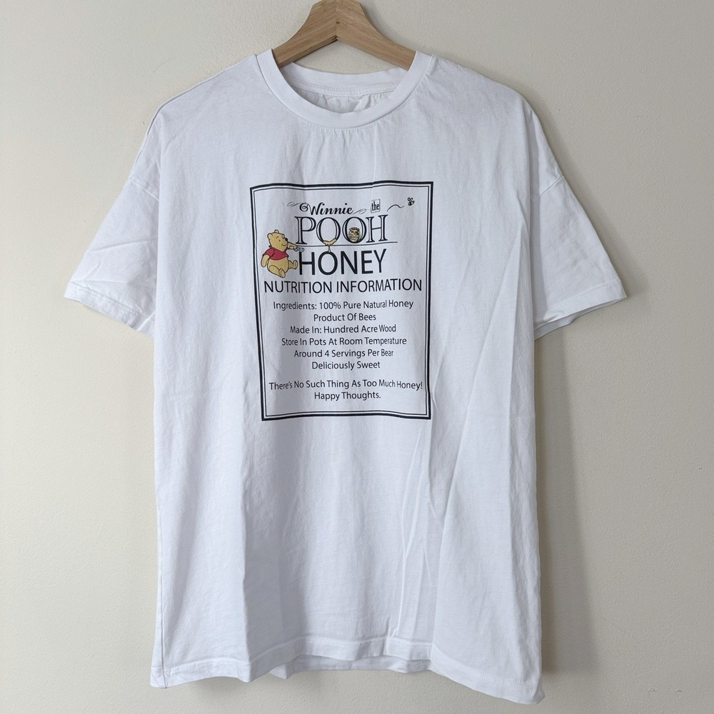 Vintage Disney Winnie The Pooh Honey Recipe Cooking Cartoon White Tee Shirt - M